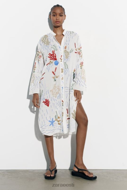 Zara pikk tikitud pluus naised austri valge Riietus 42F0H362