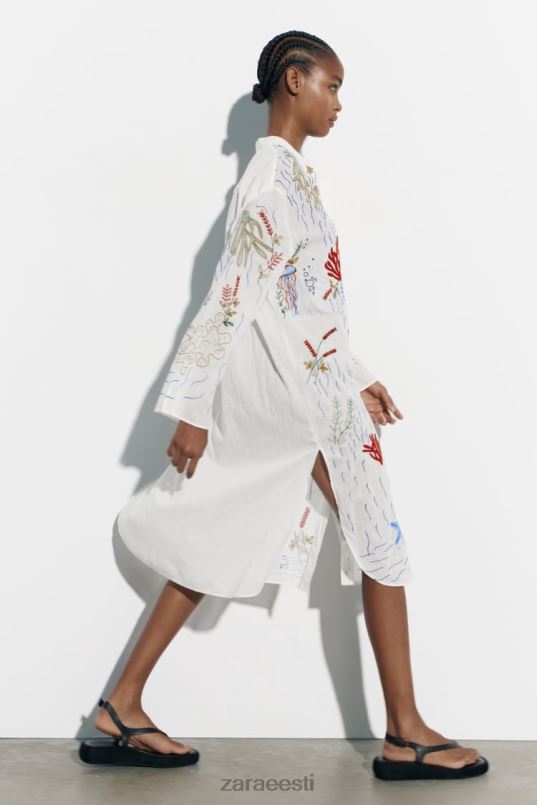 Zara pikk tikitud pluus naised austri valge Riietus 42F0H362