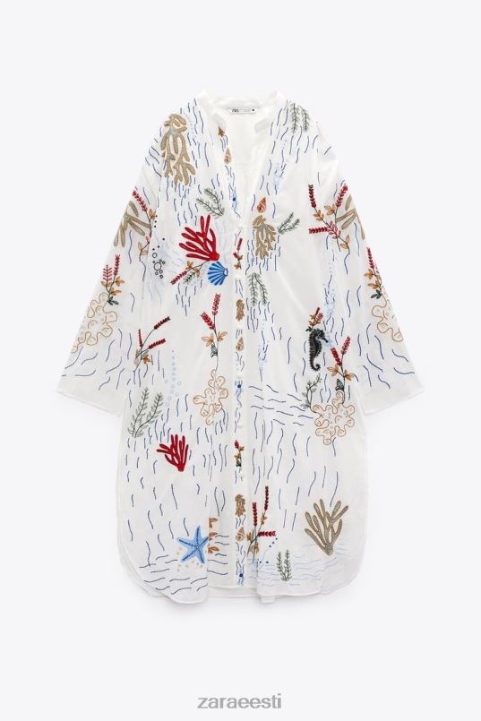 Zara pikk tikitud pluus naised austri valge Riietus 42F0H362