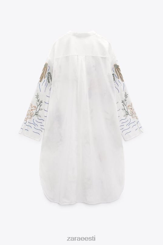 Zara pikk tikitud pluus naised austri valge Riietus 42F0H362