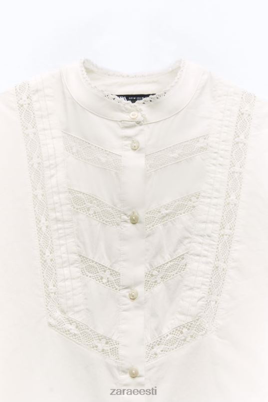 Zara pitsist sisetükiga popliinsärk naised ekru Riietus 42F0H405