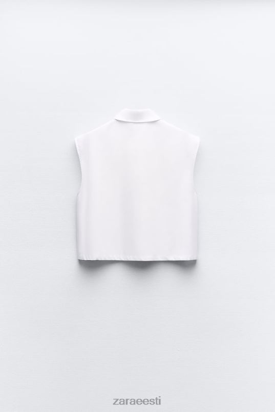 Zara plaastri taskuga kärbitud särk naised valge Riietus 42F0H345