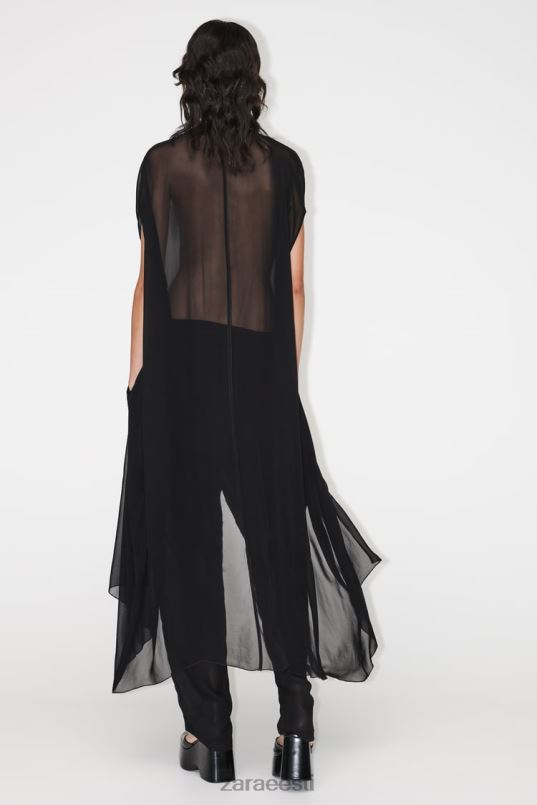 Zara poolläbipaistev õngepluus naised must Riietus 42F0H385