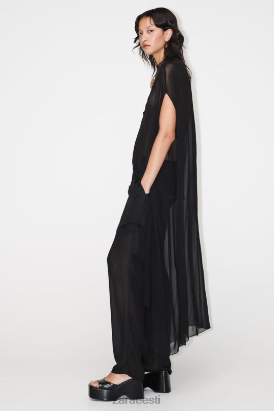 Zara poolläbipaistev õngepluus naised must Riietus 42F0H385