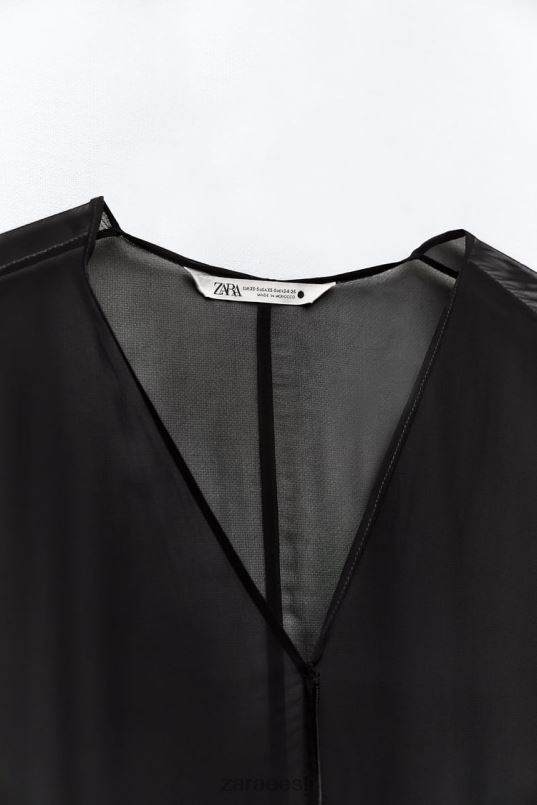 Zara poolläbipaistev õngepluus naised must Riietus 42F0H385