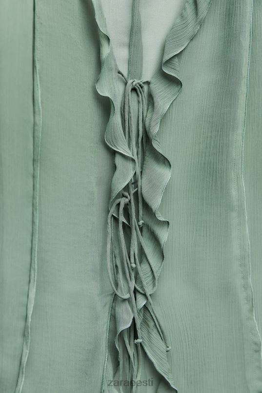 Zara poolläbipaistev volangidega pluus naised mereroheline Riietus 42F0H376