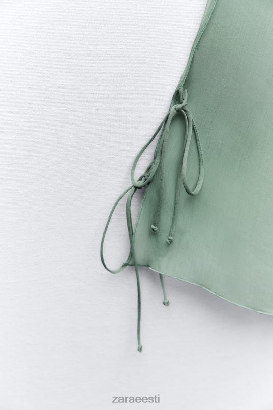 Zara poolläbipaistev volangidega pluus naised mereroheline Riietus 42F0H376