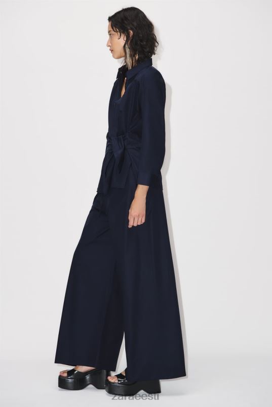 Zara popliinist ümbrissärk naised mereväe sinine Riietus 42F0H327