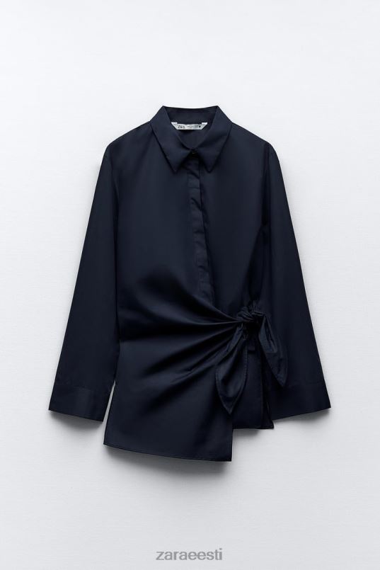 Zara popliinist ümbrissärk naised mereväe sinine Riietus 42F0H327