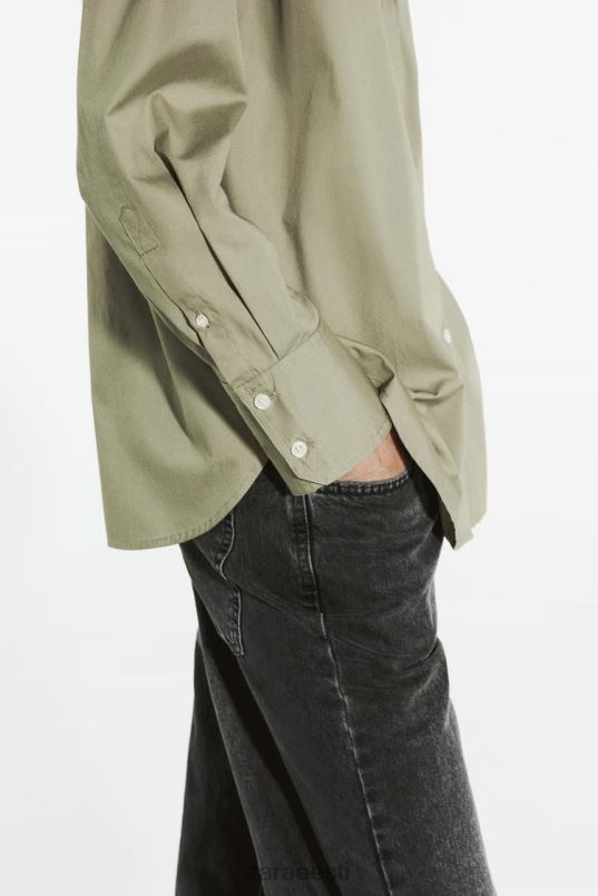 Zara popliinsärk naised hele khaki Riietus 42F0H297