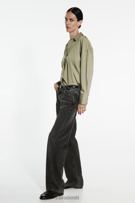 Zara popliinsärk naised hele khaki Riietus 42F0H297