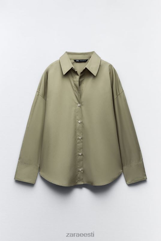 Zara popliinsärk naised hele khaki Riietus 42F0H297