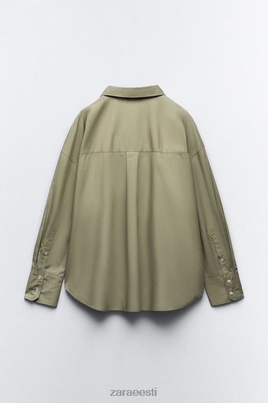 Zara popliinsärk naised hele khaki Riietus 42F0H297