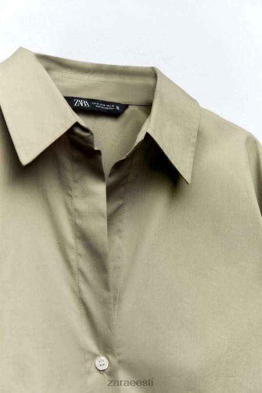Zara popliinsärk naised hele khaki Riietus 42F0H297