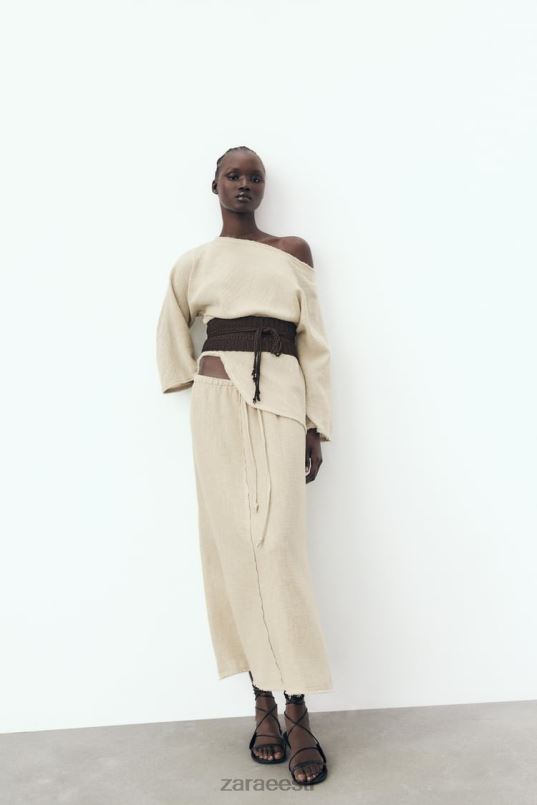 Zara rustikaalse tekstuuriga pluus naised liiv Riietus 42F0H382