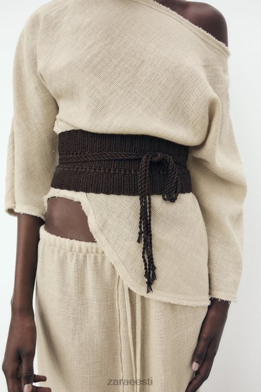 Zara rustikaalse tekstuuriga pluus naised liiv Riietus 42F0H382