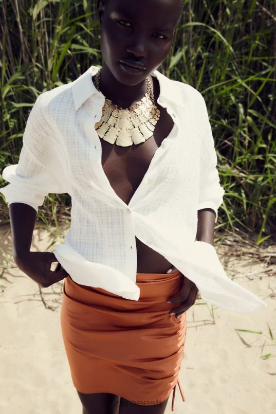 Zara rustikaalsest kangast ülisuur särk naised valge Riietus 42F0H431