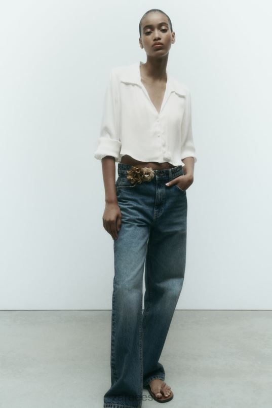 Zara satiinefektiga kärbitud särk naised valge Riietus 42F0H356