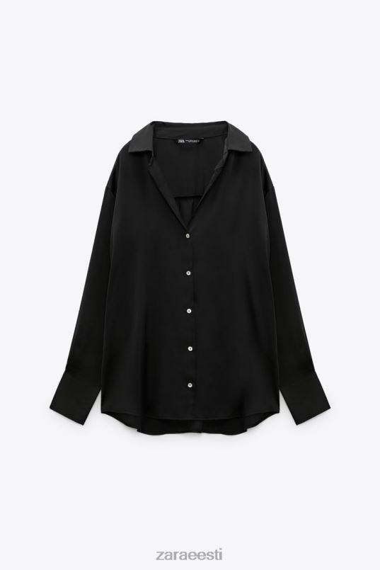 Zara satiinefektiga särk naised must Riietus 42F0H314