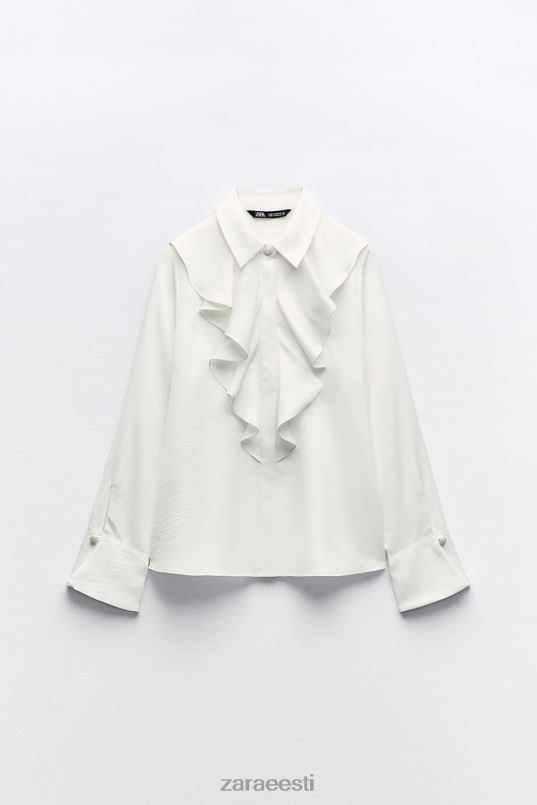 Zara satsidega pluus juveelnööpidega naised valge Riietus 42F0H311