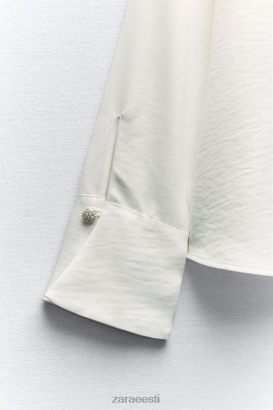 Zara satsidega pluus juveelnööpidega naised valge Riietus 42F0H311