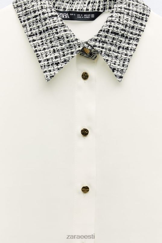 Zara segatud särk naised ekru Riietus 42F0H320