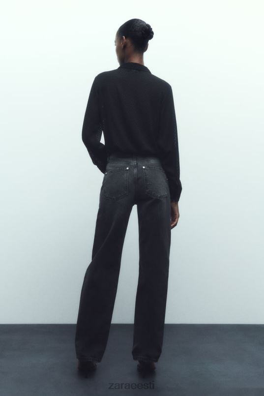 Zara segatud tekstuuriga poolläbipaistev särk naised must Riietus 42F0H359