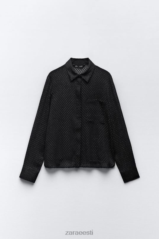 Zara segatud tekstuuriga poolläbipaistev särk naised must Riietus 42F0H359