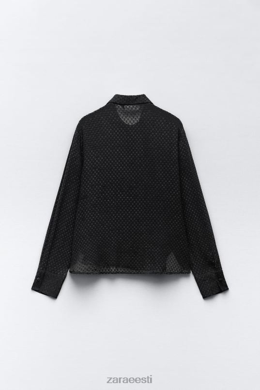 Zara segatud tekstuuriga poolläbipaistev särk naised must Riietus 42F0H359