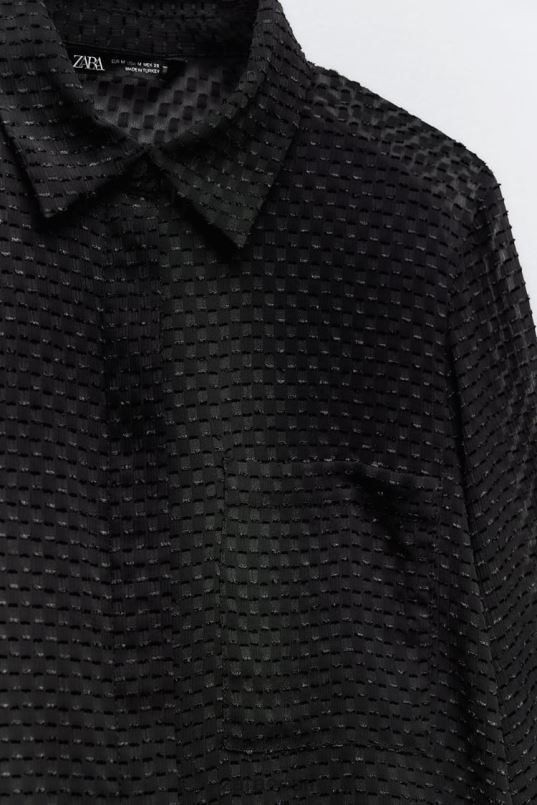 Zara segatud tekstuuriga poolläbipaistev särk naised must Riietus 42F0H359