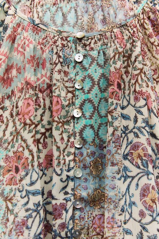 Zara smokitud trükitud pluus naised mitmevärviline Riietus 42F0H342