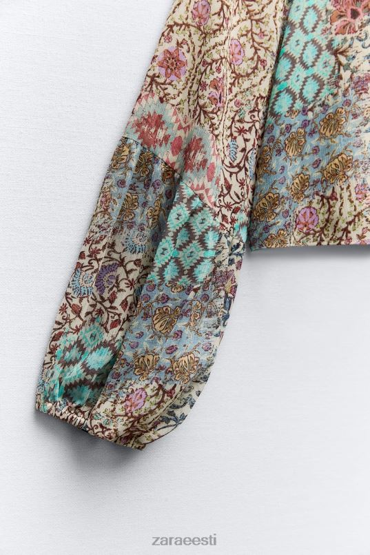 Zara smokitud trükitud pluus naised mitmevärviline Riietus 42F0H342