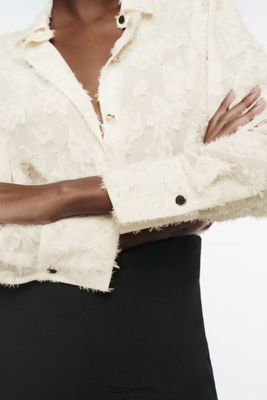 Zara struktureeritud lilleline särk naised ekru Riietus 42F0H308