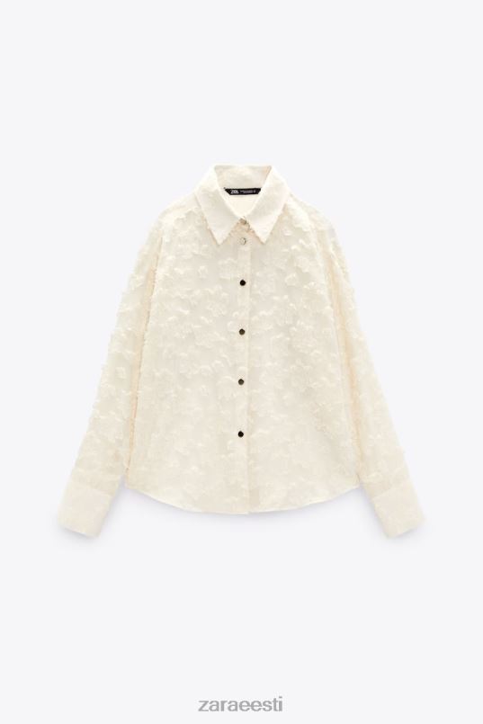 Zara struktureeritud lilleline särk naised ekru Riietus 42F0H308