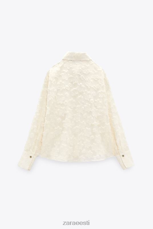 Zara struktureeritud lilleline särk naised ekru Riietus 42F0H308