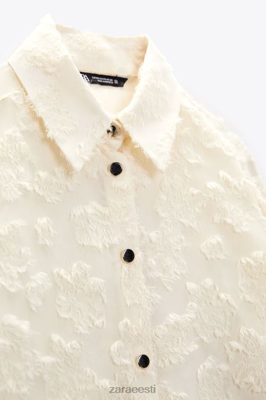 Zara struktureeritud lilleline särk naised ekru Riietus 42F0H308