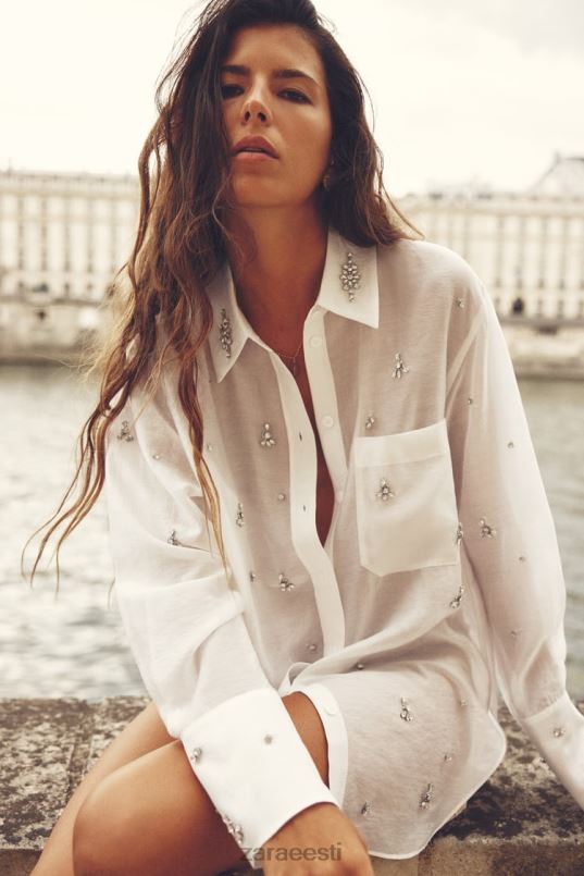 Zara tikitud juveelisärk naised austri valge Riietus 42F0H307