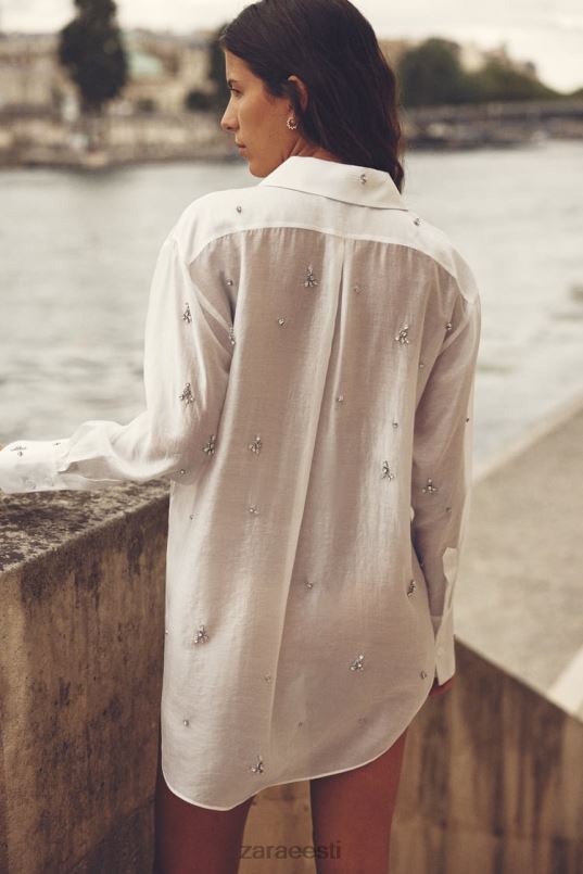 Zara tikitud juveelisärk naised austri valge Riietus 42F0H307