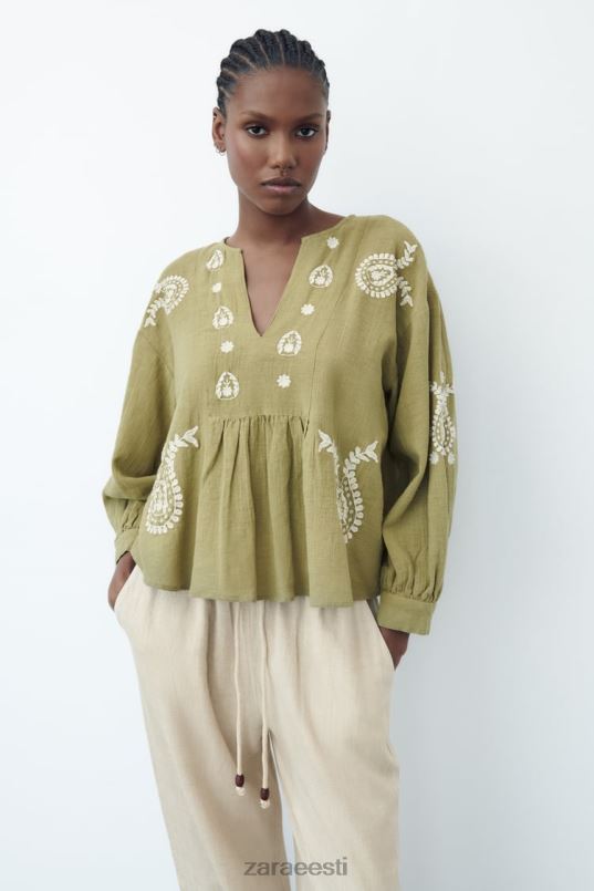 Zara tikitud ülisuur pluus naised hele khaki Riietus 42F0H445