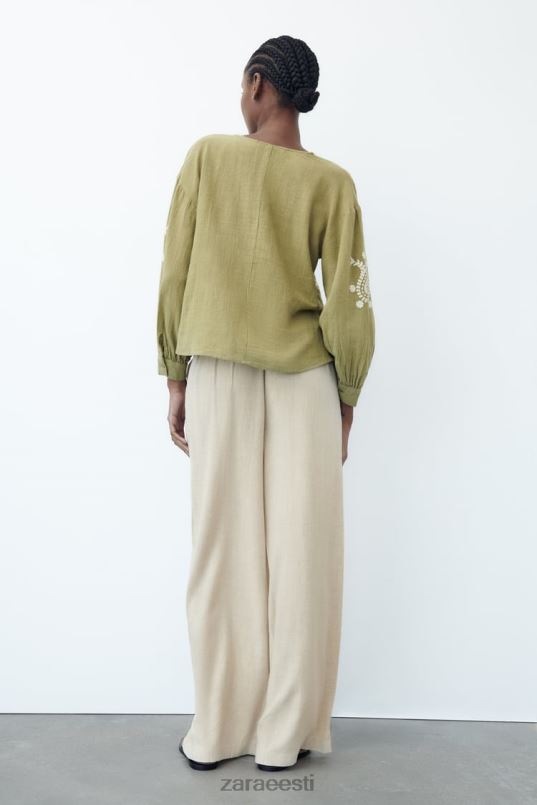 Zara tikitud ülisuur pluus naised hele khaki Riietus 42F0H445