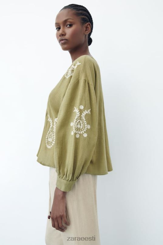 Zara tikitud ülisuur pluus naised hele khaki Riietus 42F0H445