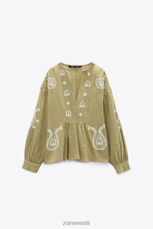 Zara tikitud ülisuur pluus naised hele khaki Riietus 42F0H445