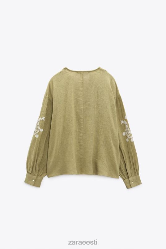 Zara tikitud ülisuur pluus naised hele khaki Riietus 42F0H445