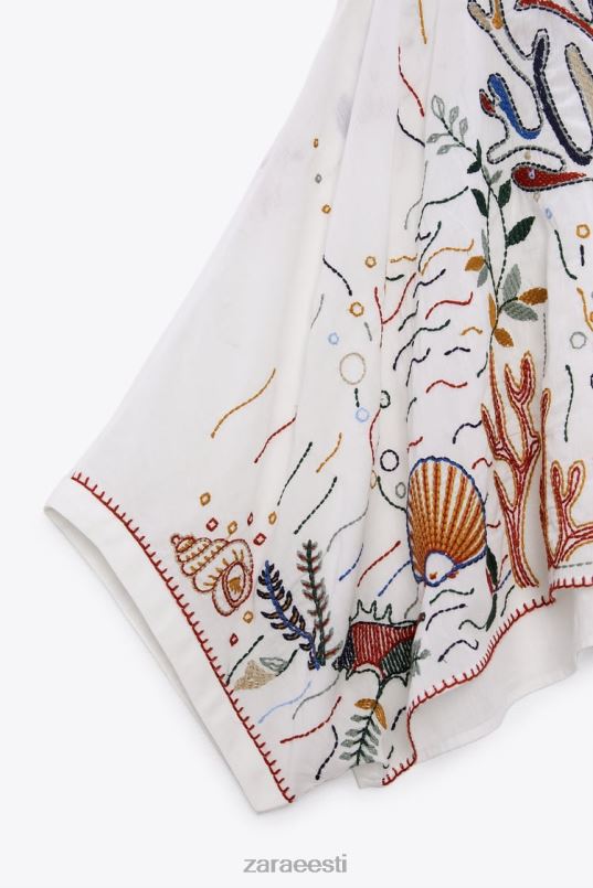 Zara tikitud puuvillane pluus naised austri valge Riietus 42F0H400