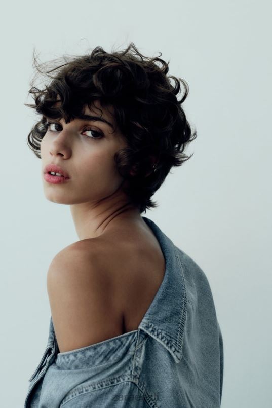 Zara trf asümmeetriline teksasärk naised helesinine Riietus 42F0H287