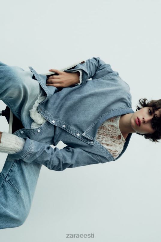 Zara trf asümmeetriline teksasärk naised helesinine Riietus 42F0H287