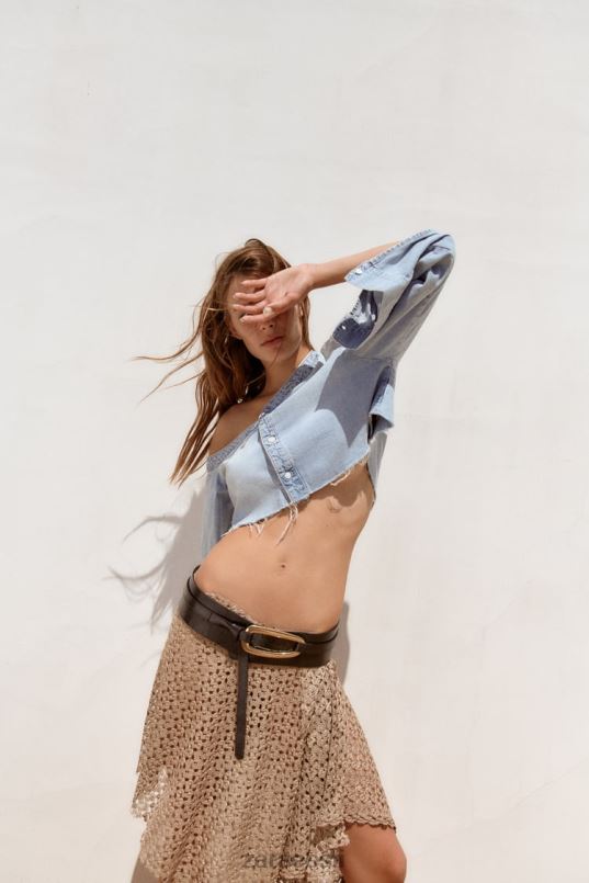 Zara trf asümmeetriline teksasärk naised sinine Riietus 42F0H452