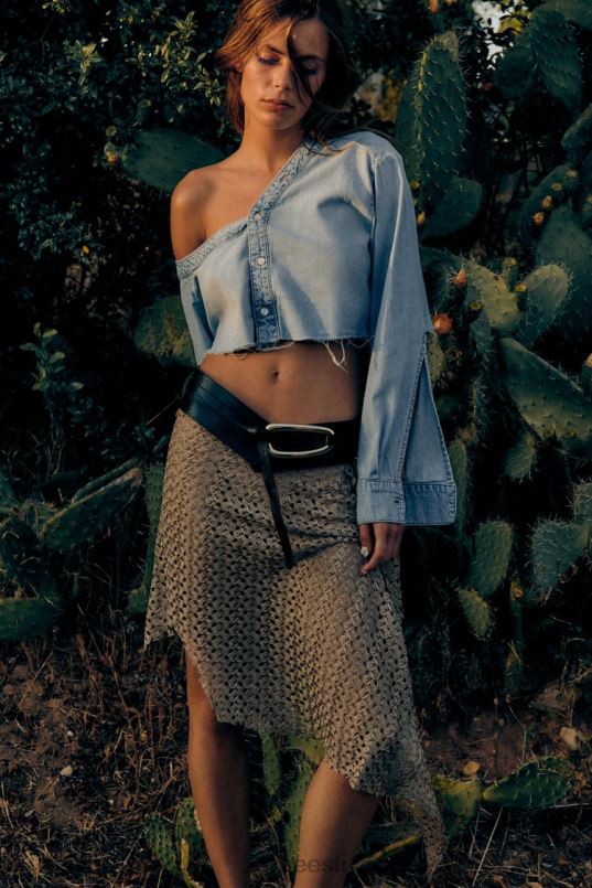 Zara trf asümmeetriline teksasärk naised sinine Riietus 42F0H452