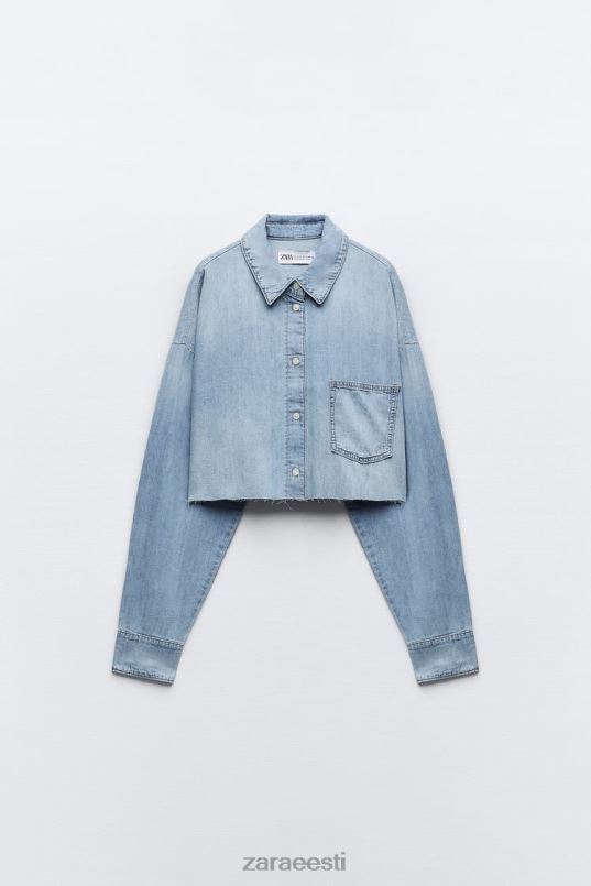 Zara trf lühike teksasärk naised sinine Riietus 42F0H409