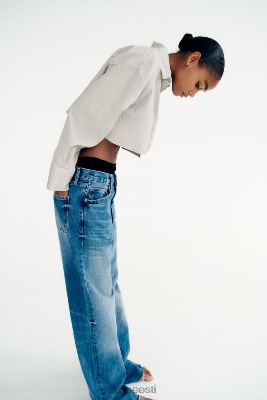 Zara triibuline crop särk naised hall Riietus 42F0H357